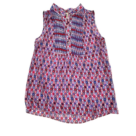 Banana Republic Women’s Sleeveless Geometric Multicolor Sheer Blouse Size S - Picture 2 of 7